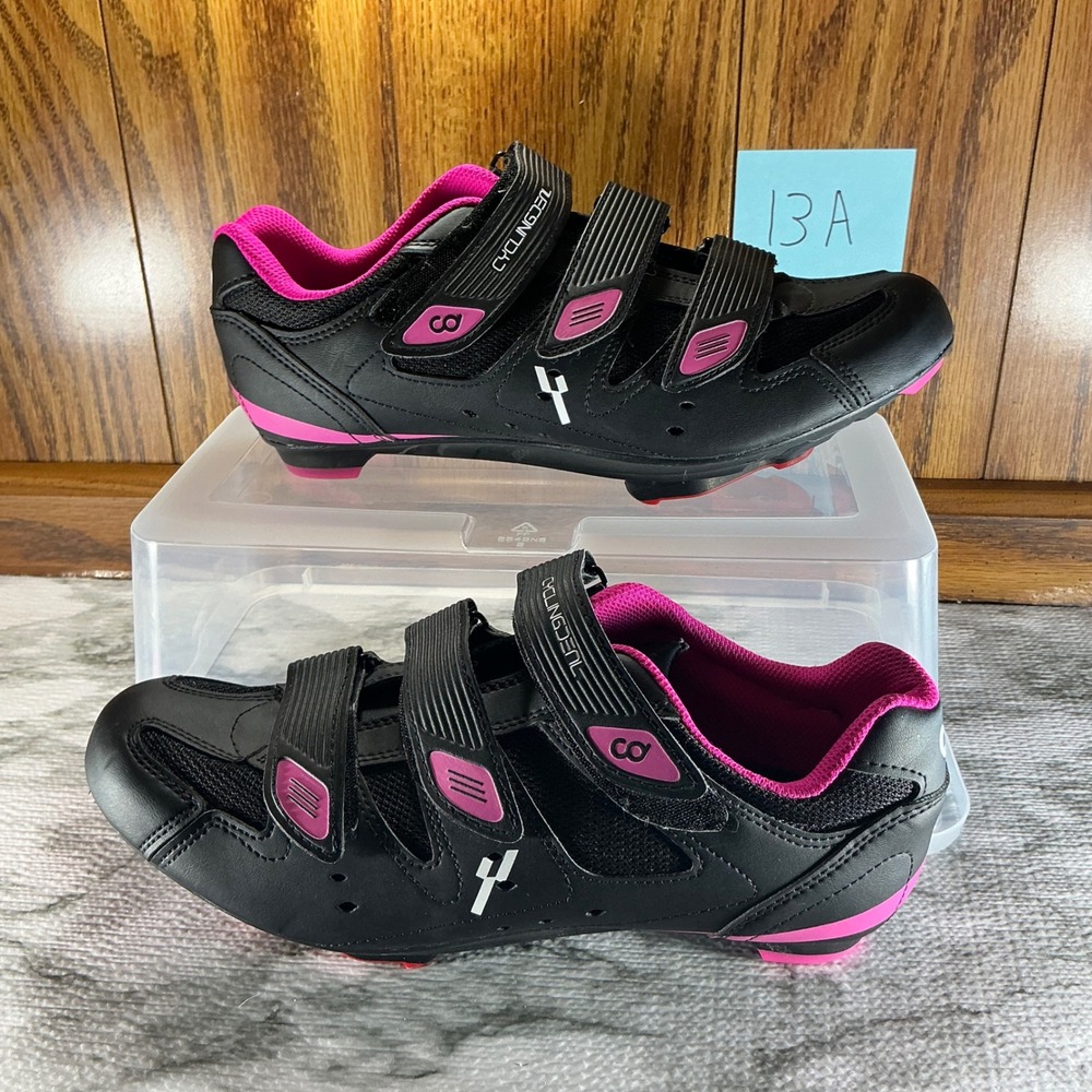 Cycling Shoes Women's Black and Pink Athletic Cycling Shoes